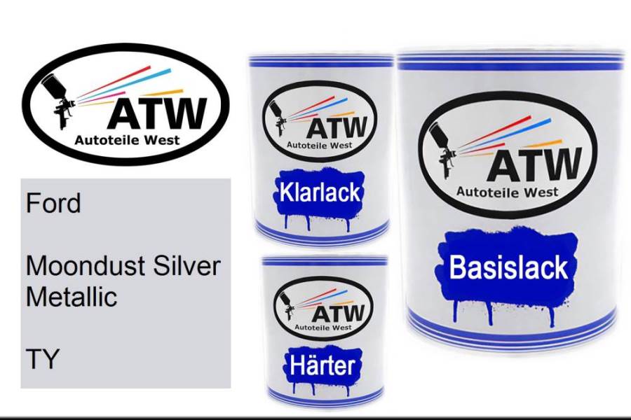 Ford, Moondust Silver Metallic, TY: 1L Lackdose + 1L Klarlack + 500ml Härter - Set, von ATW Autoteile West.